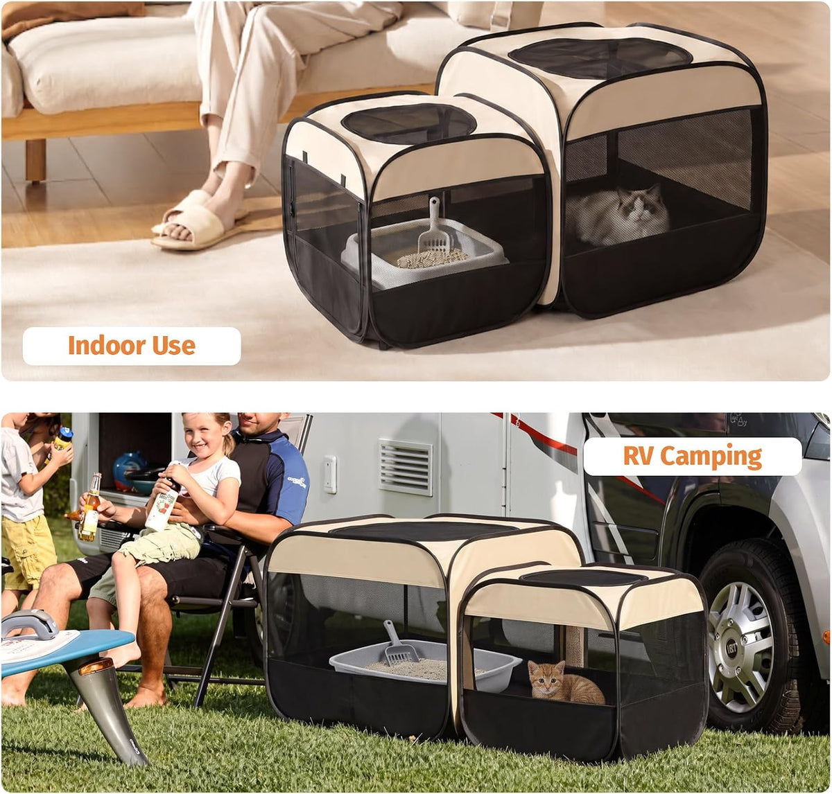 2-in-1 Dog Playpen Portable Cat Playpen, Not Separated, No Assembly
