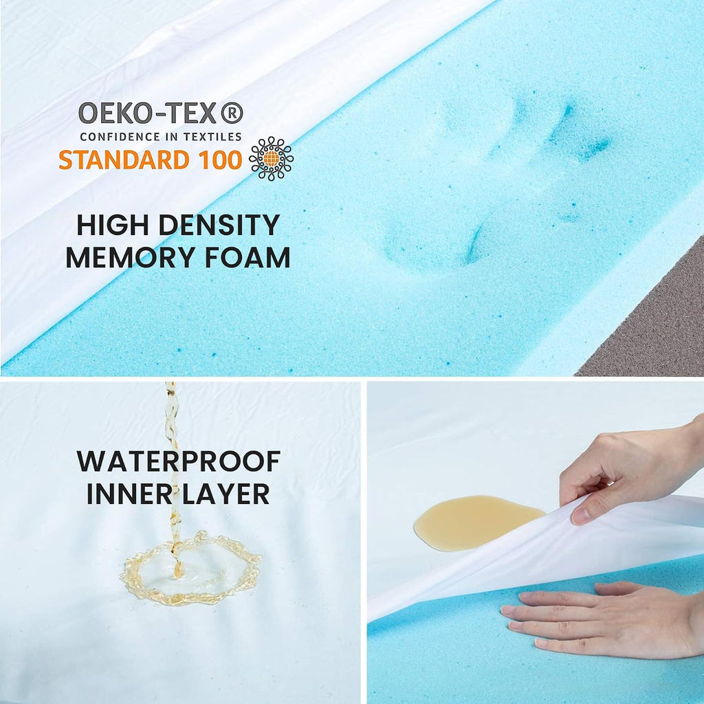 Orthopedic Memory Foam Bed for Large Dogs, Waterproof Cooling Pet Mats for Crate with Removable Washable Cover,Ideal for Arthritic Dogs, L(35inch,65Lbs)