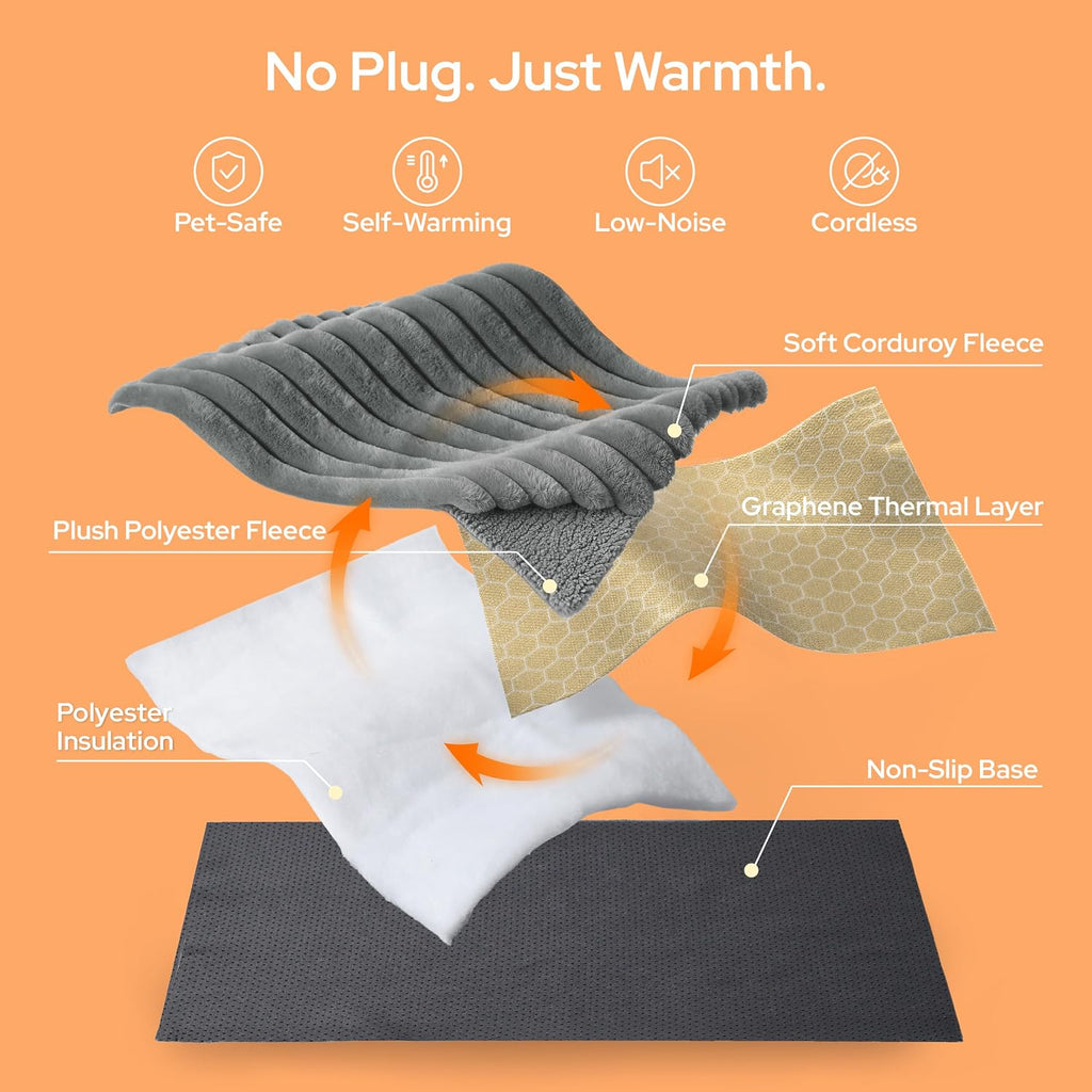 Bedsure ComfyFleece® Self Warming Cat Bed Mat,Medium Self Heating Cat Pad