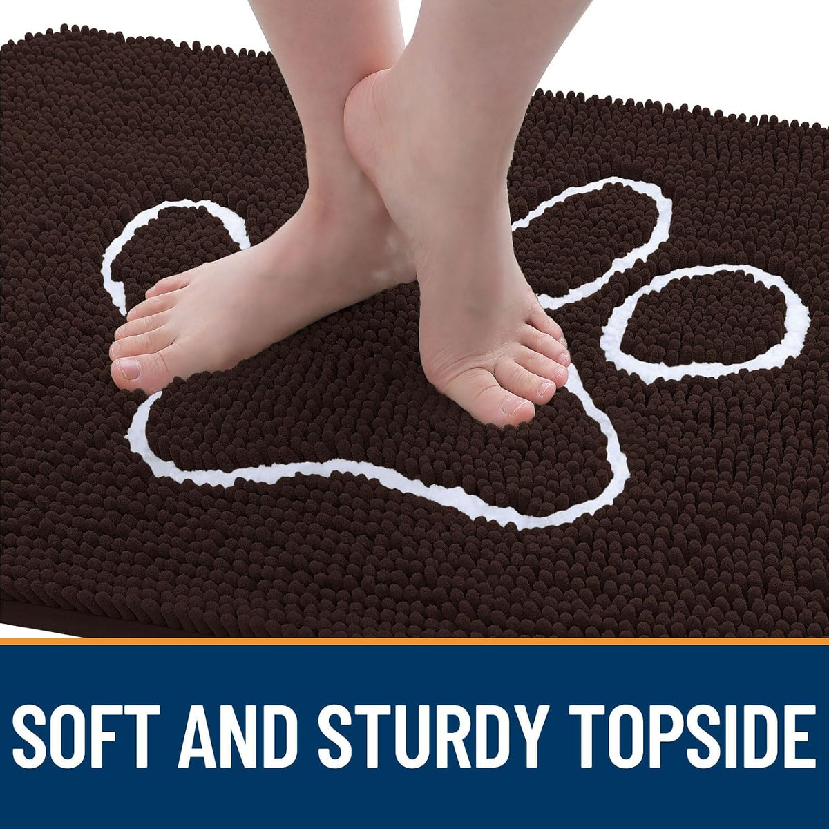 OLANLY Dog Door Mat for Muddy Paws 24x16, Paw Print Design Chenille Mud Mat