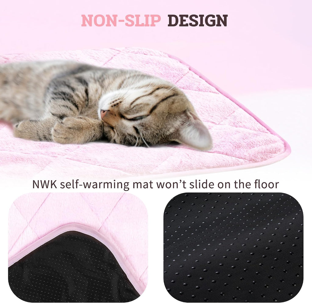 NWK Self Warming Thermal Pet Mat for Dogs and Cats (Blush Pink, Small)