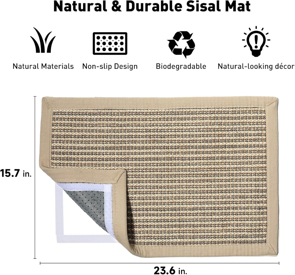FUKUMARU Cat Scratcher Mat, 23.6 X 15.7 Inch Natural Sisal Cat Scratch Mat