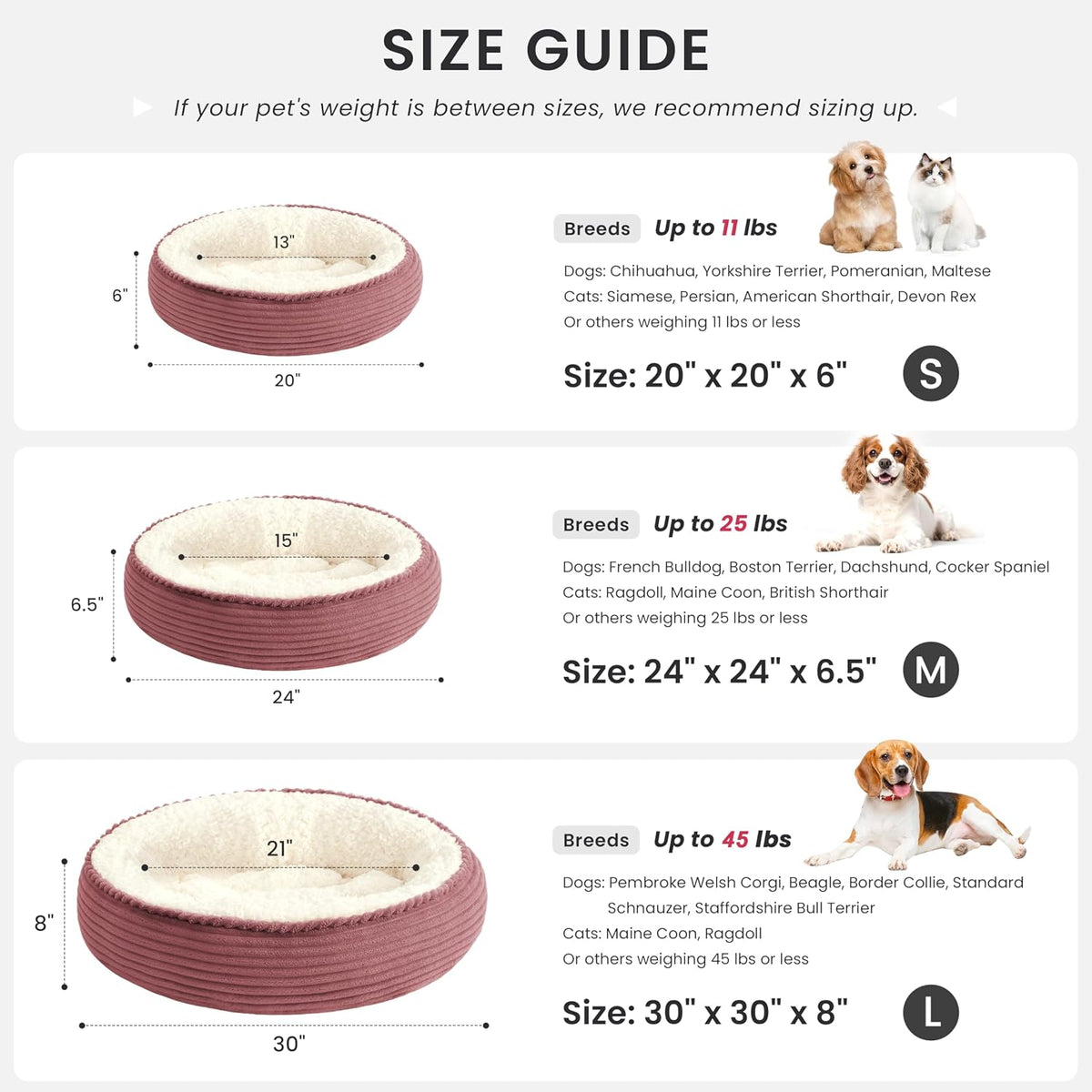 Love's cabin Round Donut Cat and Dog Cushion Bed, 24in Pet Bed for Small or Medium Dogs, Anti-Slip & Water-Resistant Bottom, Soft Durable Fabric Pet Beds, Washable Calming Cat Bed Dusty Rose