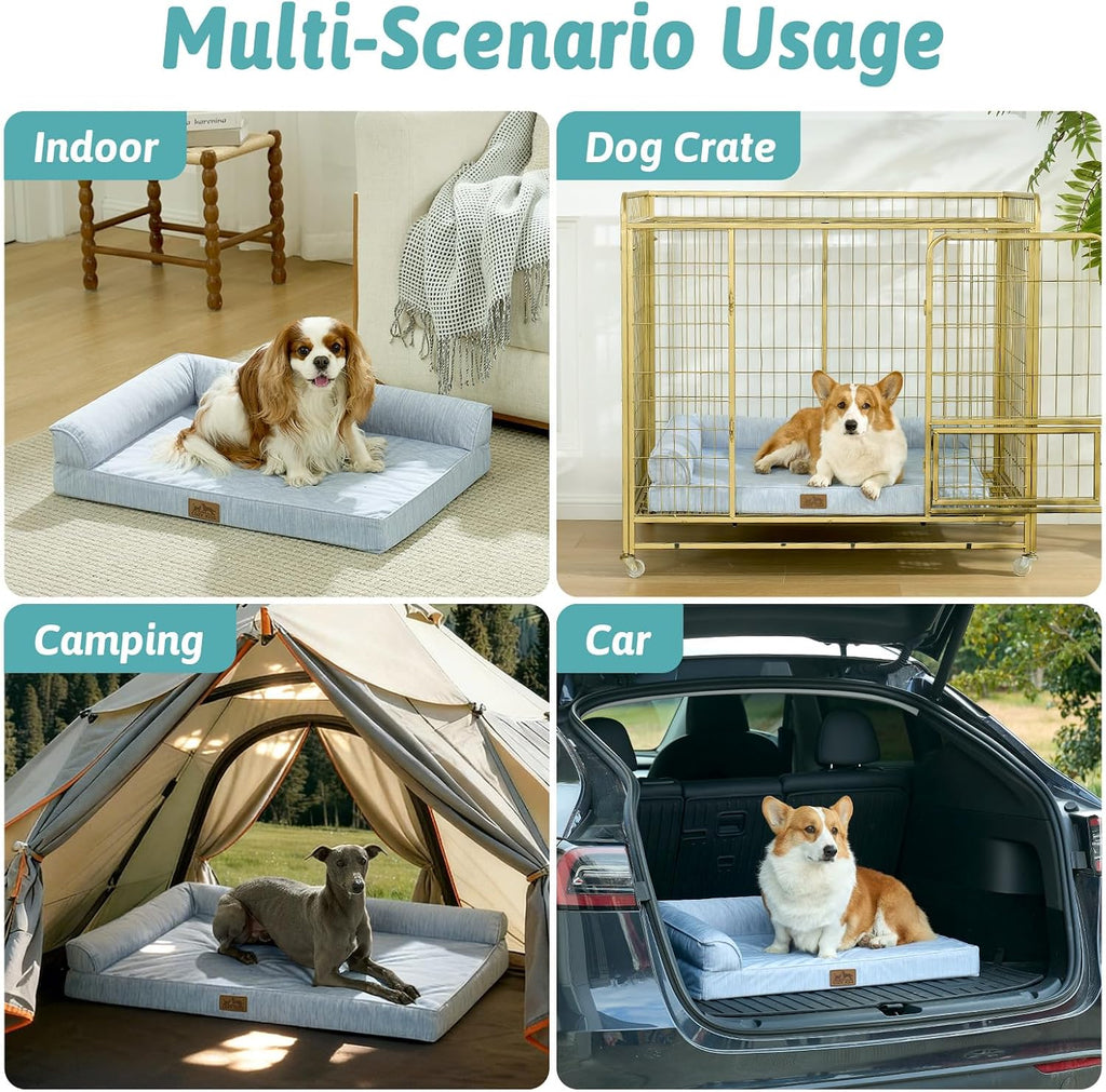 COZY KISS Cooling Dog Bed, Q-Max >0.4 Orthopedic Foam Dog Bed with Sides
