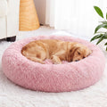 WNPETHOME Large Pink Round Calming Dog Bed Cat Bed for Comfy Sleep