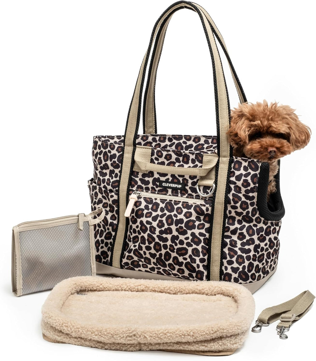 Cleverpup Transit Tote Dog Carrier 4-Piece Set - Small, Leopard