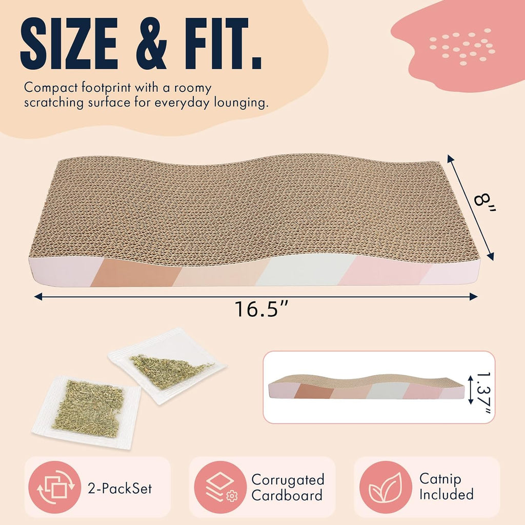 SIDAZON Cat Scratching Pads Cardboard Cat Scratchers for Indoor Cats Reversible Large Wide Corrugated with Catnip and Mini Toy(5pcs)