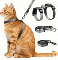 Cat Harness and Leash Set, 3-in-1 Escape Proof Adjustable, Comfortable Soft Lightweight, Safe, Easy to Wear, Walking Travel Kitten Harness for Small Medium Large Cats (Grey)