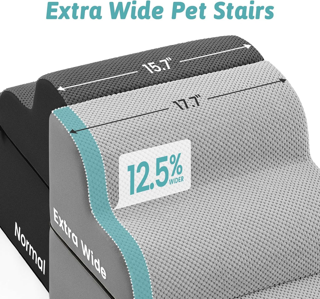 COZY KISS Detachable Small Dog Stairs 19.7" H, Wide Pet Step for Bed, Grey