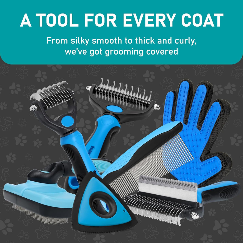 Maxpower Planet Pet Grooming Brush - Double Sided Shedding and Dematting Undercoat Rake Comb for Dogs and Cats,Extra Wide (C2 - Brush & Comb, Large)