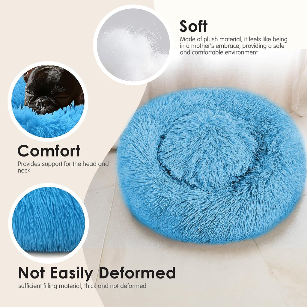 Hoewina Dog & Cat Bed, 20in Cat Beds for Indoor Cats (Light Blue)