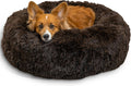 Best Friends by Sheri The Original Calming Donut Dog Bed for Medium Dogs up to 45 lbs, Shag Faux Fur, Dark Brown, 30" x 30"