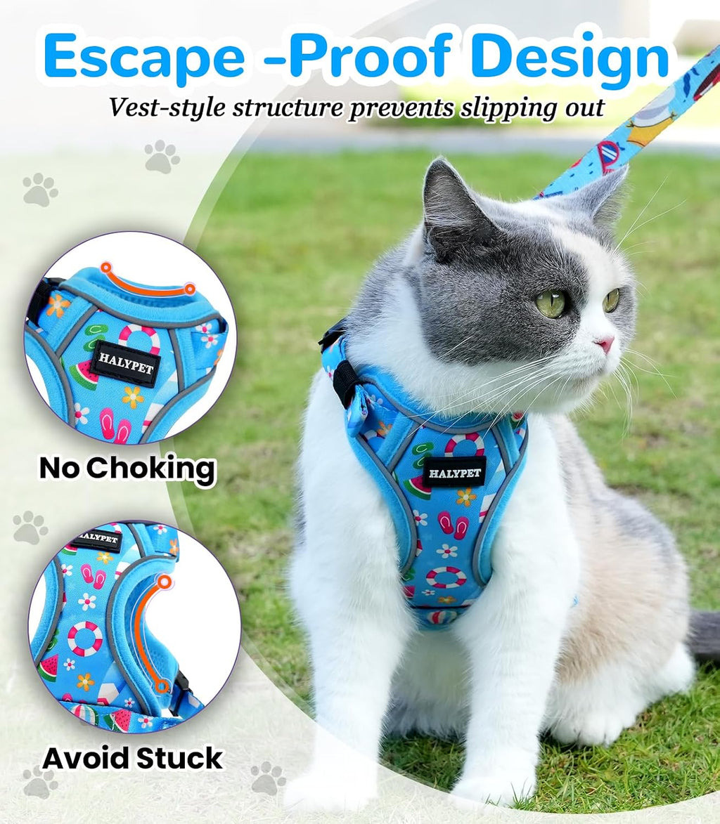 Halypet Cat Harness and Leash Set, Escape Proof Adjustable Harness