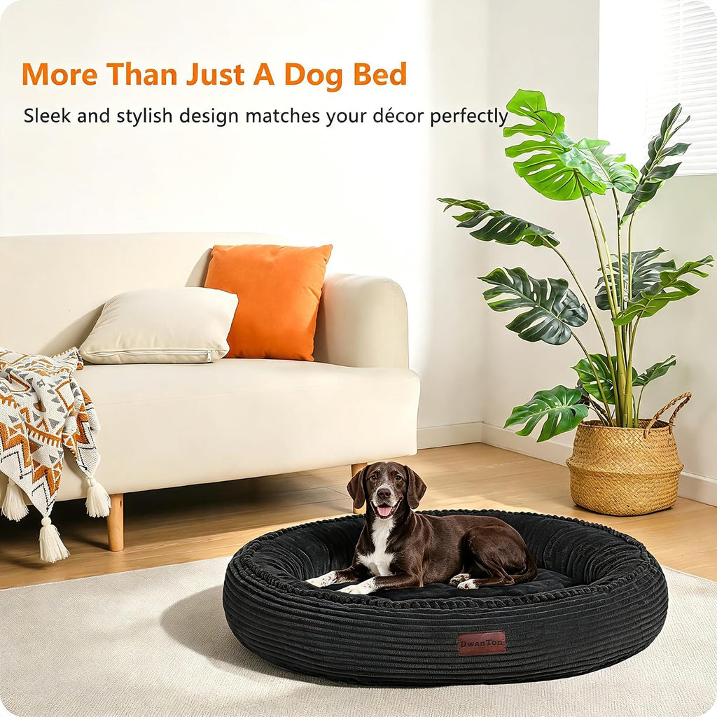 Dwanton Orthopedic Medium Dount Dog Bed, Egg-Crate Foam Round Dog Sofa, 36"