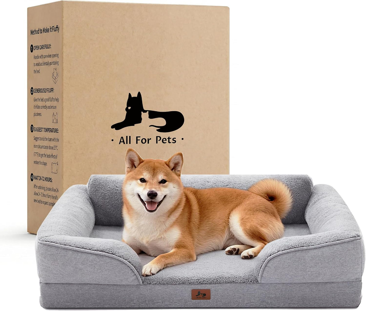 Large Orthopedic Dog Bed for Medium Dogs, Removable Washable, Grey