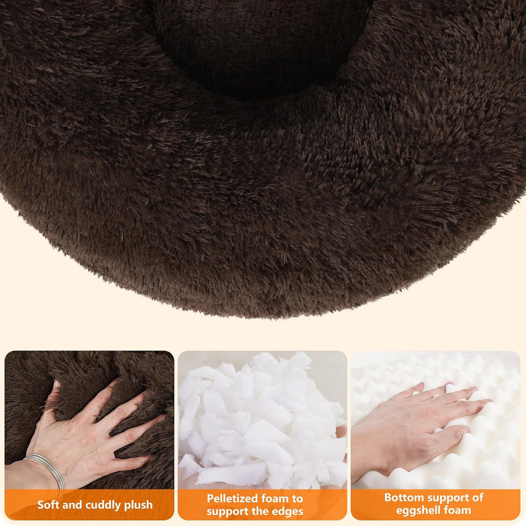 Dwanton Orthopedic Small Donut Dog Bed & Cat Bed, Gel Memory Foam, 24"