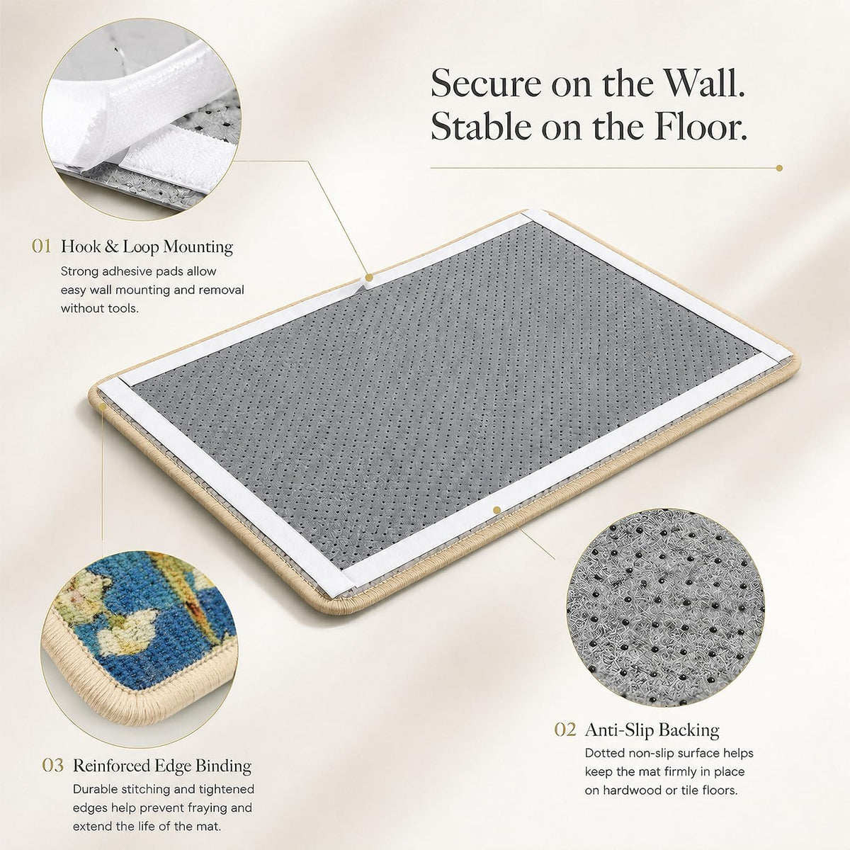 Art Sisal Cat Scratcher Mat, Cat Wall Scratchers for Indoor Cats