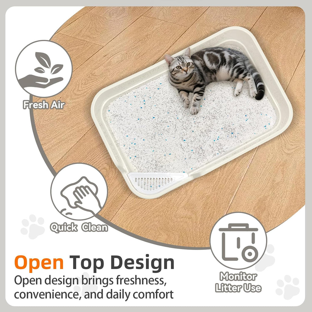 Extra Large Litter Box with Low Entry,Jumbo Cat Litter Box for Kitty and Senior Cats,Cat Box for Indoor Cats,Open Top Corner Litter Pan,Easy to Clean,23.6" L x 15.7" W x 5.9" H (Green)