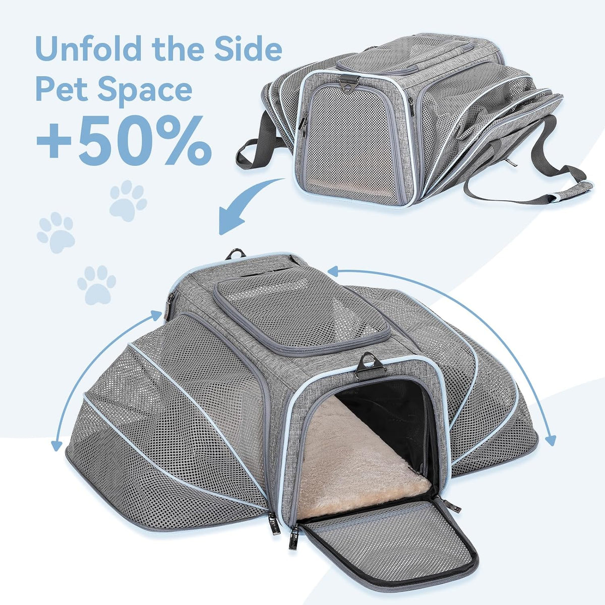 Petsfit Small Double Expandable Cat Carrier for Kittens and Air Travel