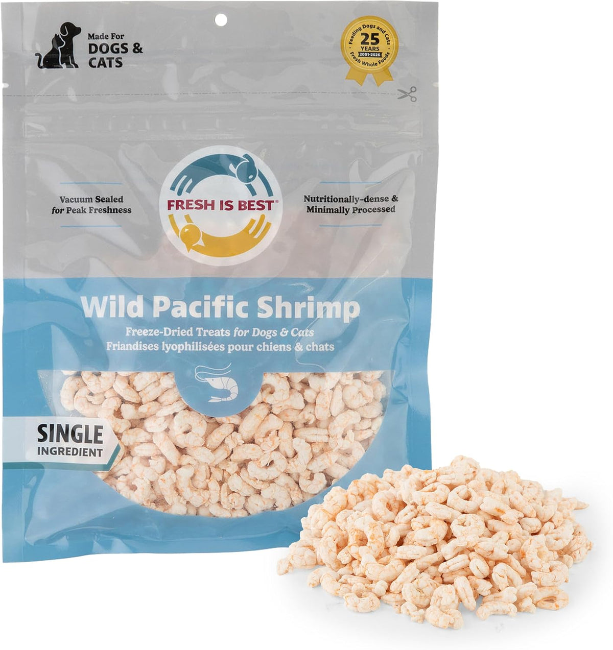 Fresh Is Best Wild Pacific Shrimp Freeze Dried Cat Treats for Cats & Dogs
