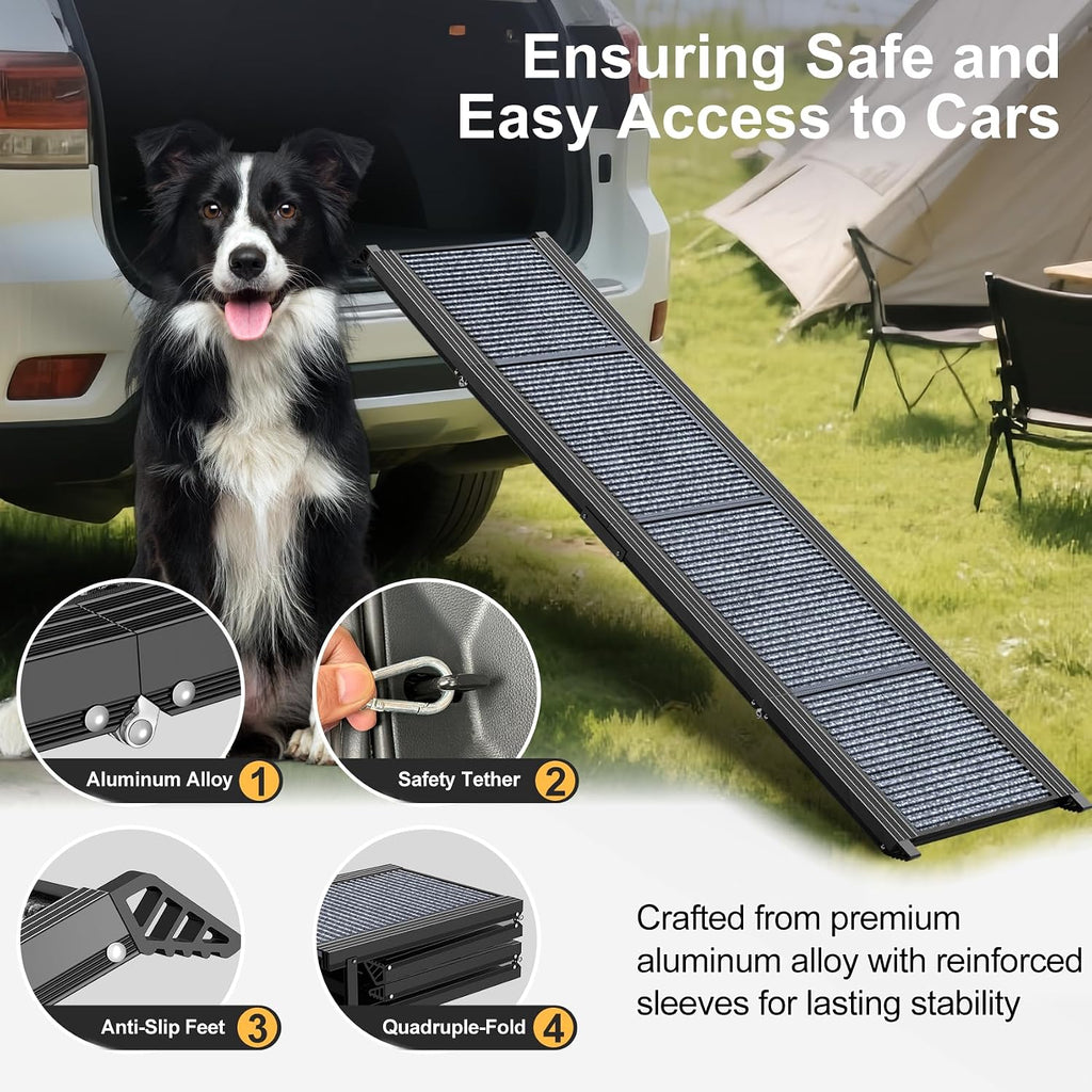 Dog Ramp for Car Truck Sturdy 71" L × 17.2" W Extra-Long Foldable