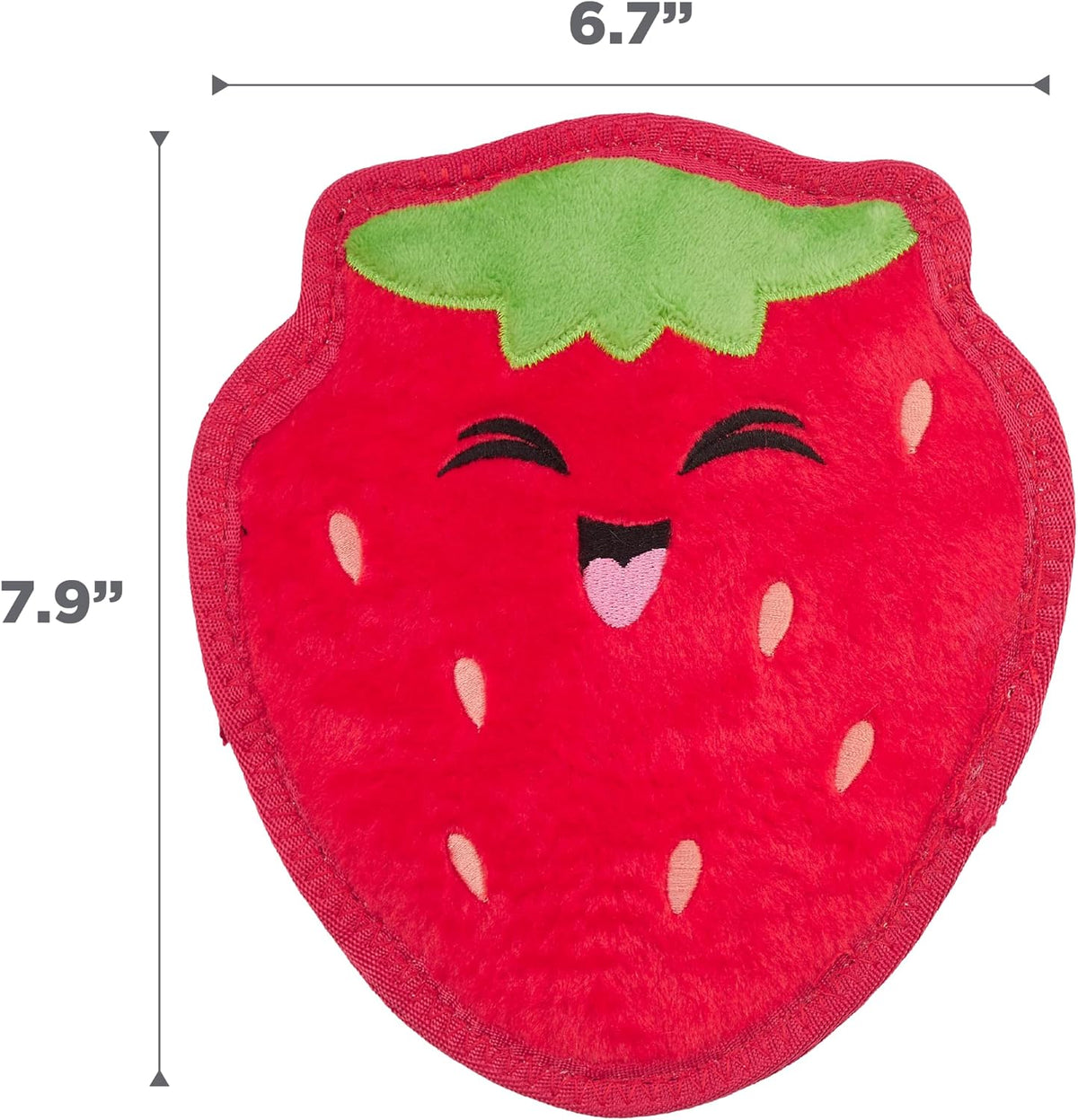 Outward Hound Tough Skinz Durable Chew Squeaky Dog Toy, Strawberry, 7.9" | 4 Tough Layers, Triple Stitched Seams, No Stuffing, Less Mess, Jumbo Squeaker, Fetch & Toss, Tough Chewers, Dogs & Puppies