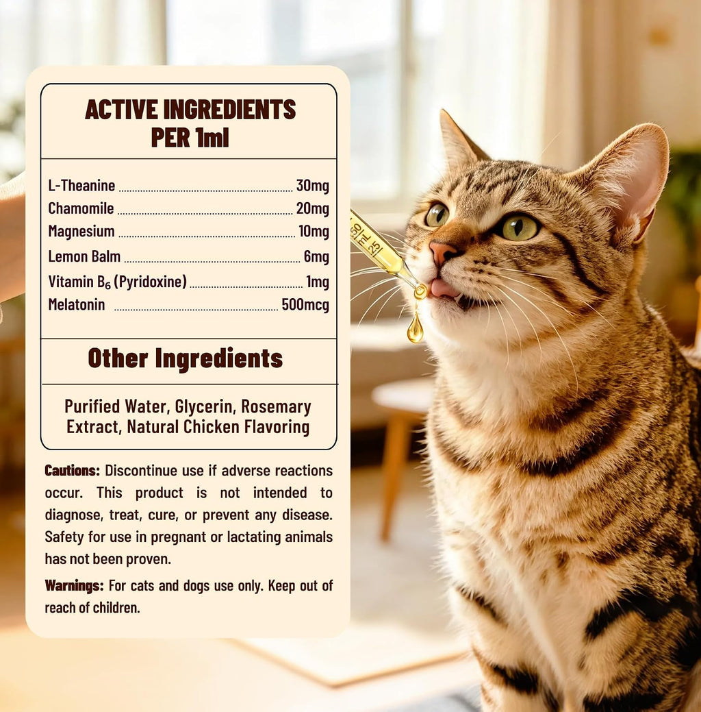 2 fl oz Calming Drops for Dogs &Cats, Liquid Melatonin Sleep Aid