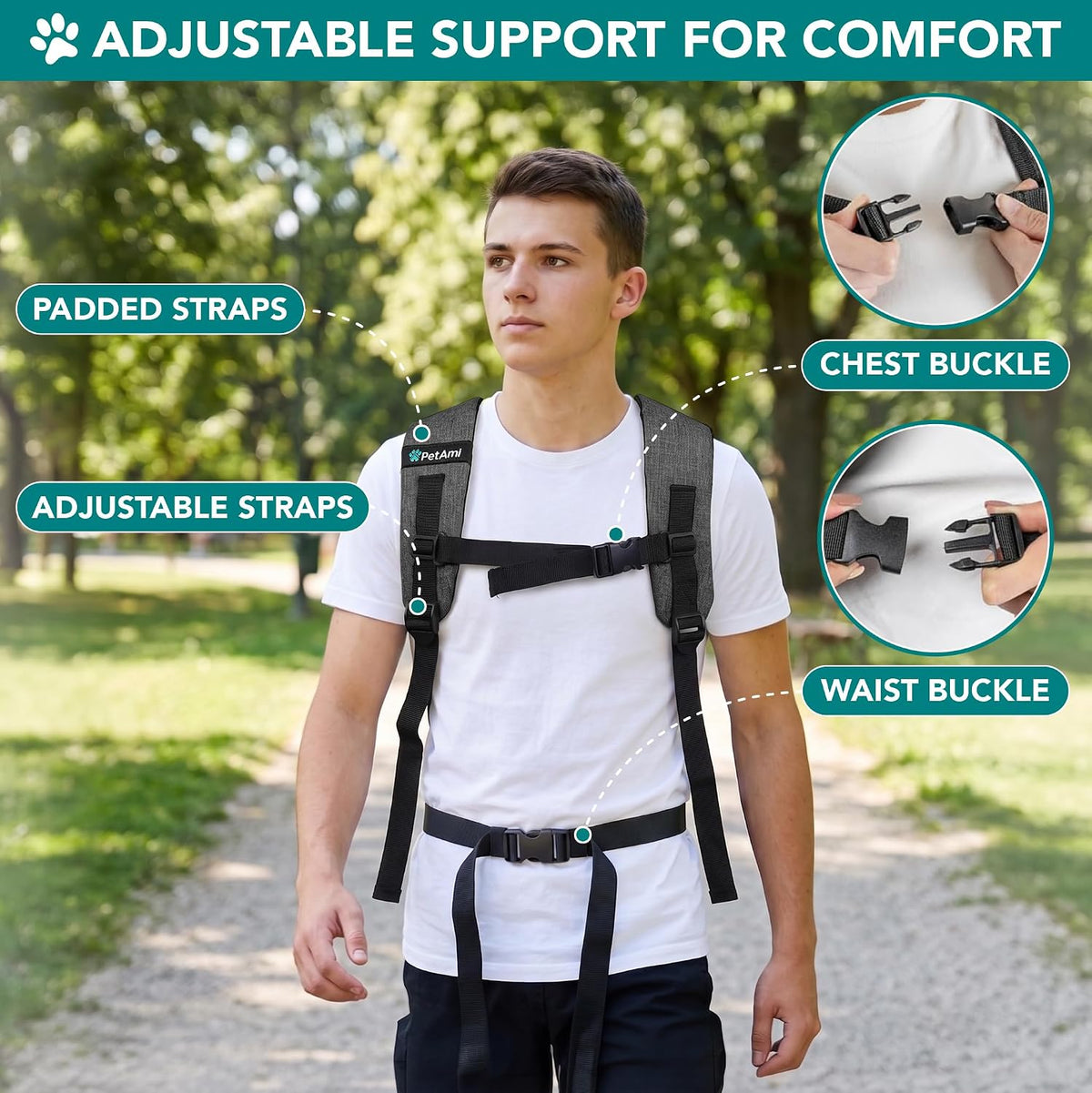 PetAmi Expandable Dog Cat Backpack Carrier, Airline Approved, Dark Gray