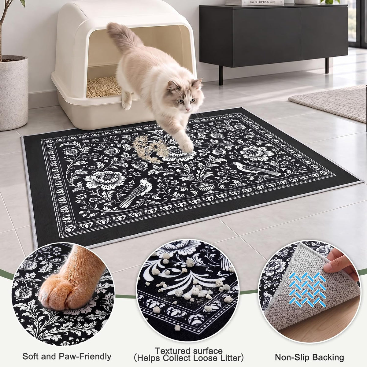 Bienbee Cat Litter Mat, 2 Pack 33" x 22" Machine Washable for Litter Boxes