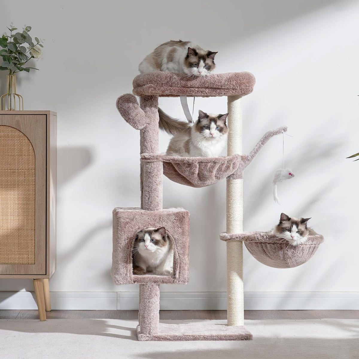 Heybly Cat Tree, 39" Tower with All-Sisal Wrapped Scratching Post HCT006SMU