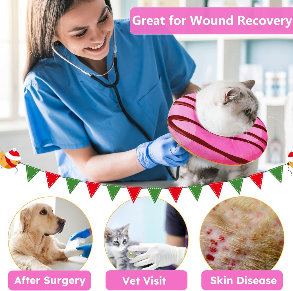 Hpetppy Cat Cone Collar Soft, Cat Recovery Collar for Wound Healing Cute Donut Adjustable Kitten Cones to Stop Licking Comfortable Lightweight Neck Elizabethan Collars for Kittens After Surgery