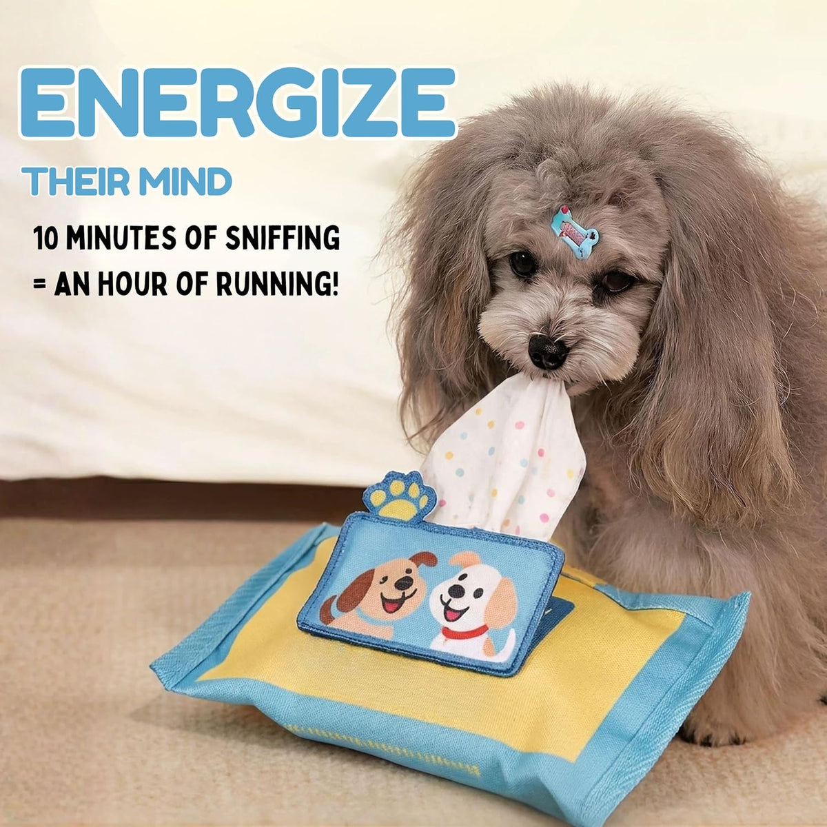 Interactive Dog Puzzle Toy | Anti-Boredom & Mental Stimulation | Snuffle Mat for Dogs | Slow Feeding & Enrichment Game | Small, Medium Dogs | Pizza, Bowling or Tissue (Tissue)