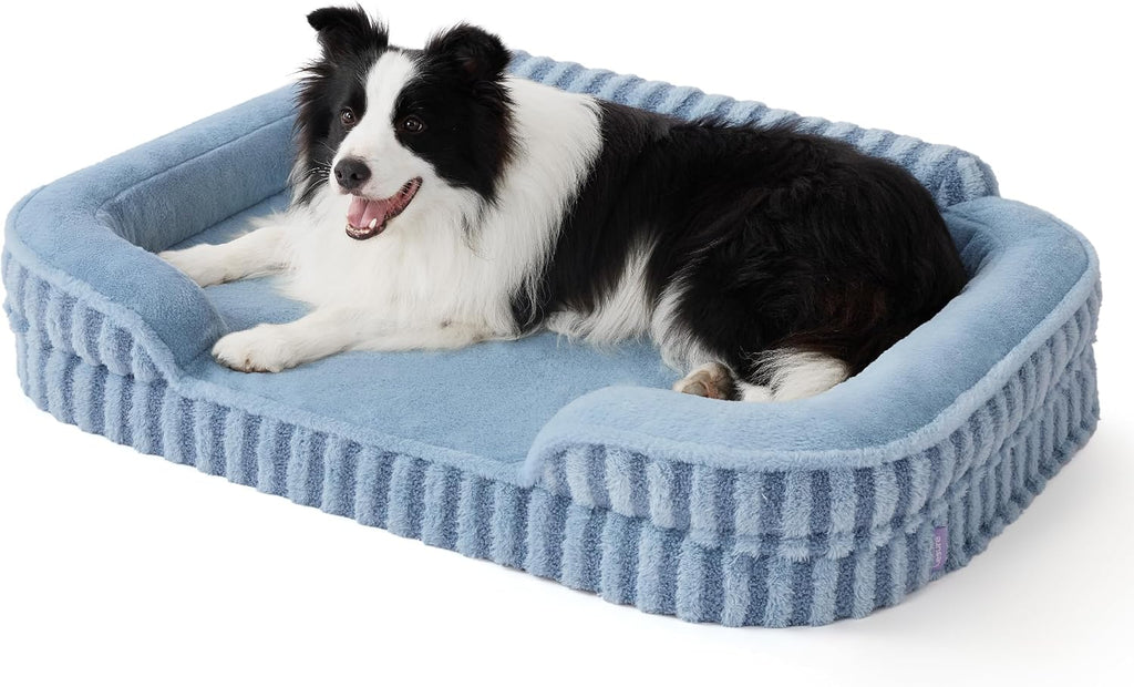 LE SURE Cute Cozy High Back Orthopedic L Plus Dog Bed,38" Blue