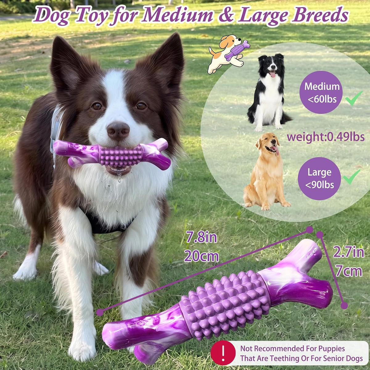 Dog Toys for Aggressive Chewers, Tough Stick Chew Bone | Durable Rubber & Nylon Dog Bones, Indestructible Dog doys for Medium,Large Dogs,Beef Flavor