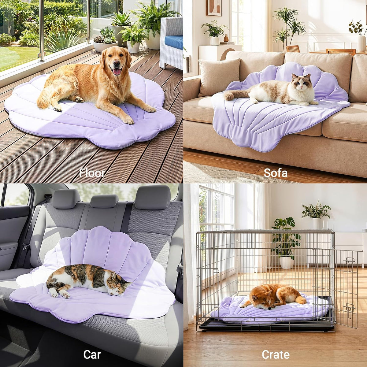 Q-Max>0.5 Dog Cooling Mat (Cool&Warm) 47''×47'', XL, Shell Purple