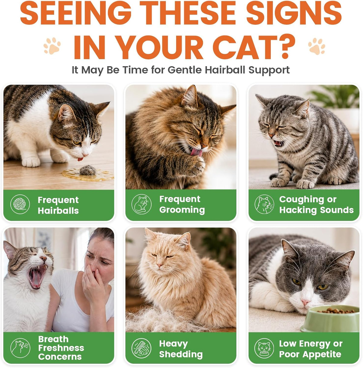 Carmelie Cat Grass Treats Chews, Hairball Treatment for Cats, 500 Count
