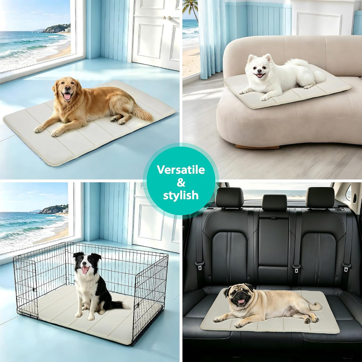 Dog Cooling Mat for Large Dogs, 35"x23" Memory Foam Pet Pad