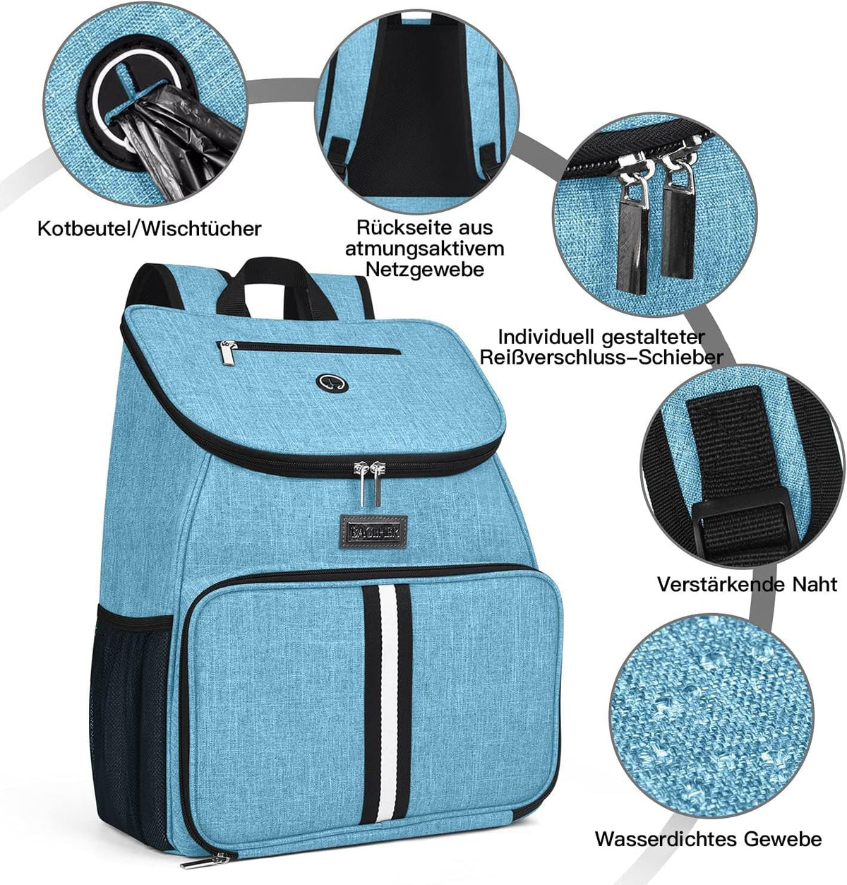 BAGLHER丨Dog Travel Bag, Airline Approved Pet Supplies Backpack, Dog Travel Backpack with 2 Silicone Collapsible Bowls and 2 Food Baskets