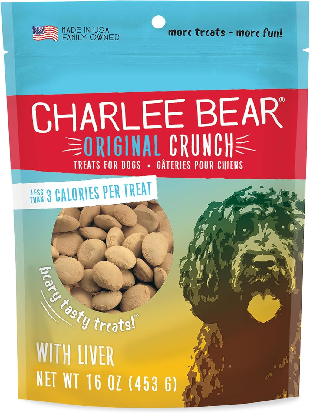 Charlee Bear Original Dog Training Treats, Chicken Liver, 16 oz