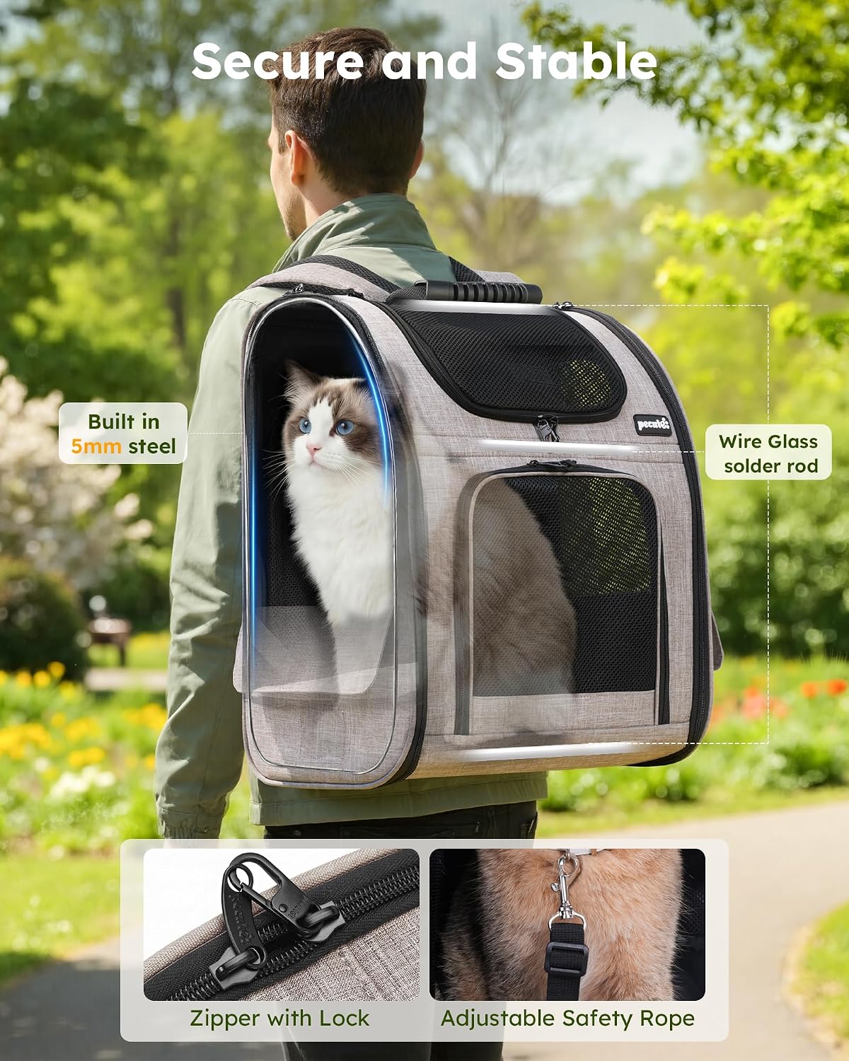 pecute Cat Backpack Expandable, Dog Carrier Backpack Breathable, Large