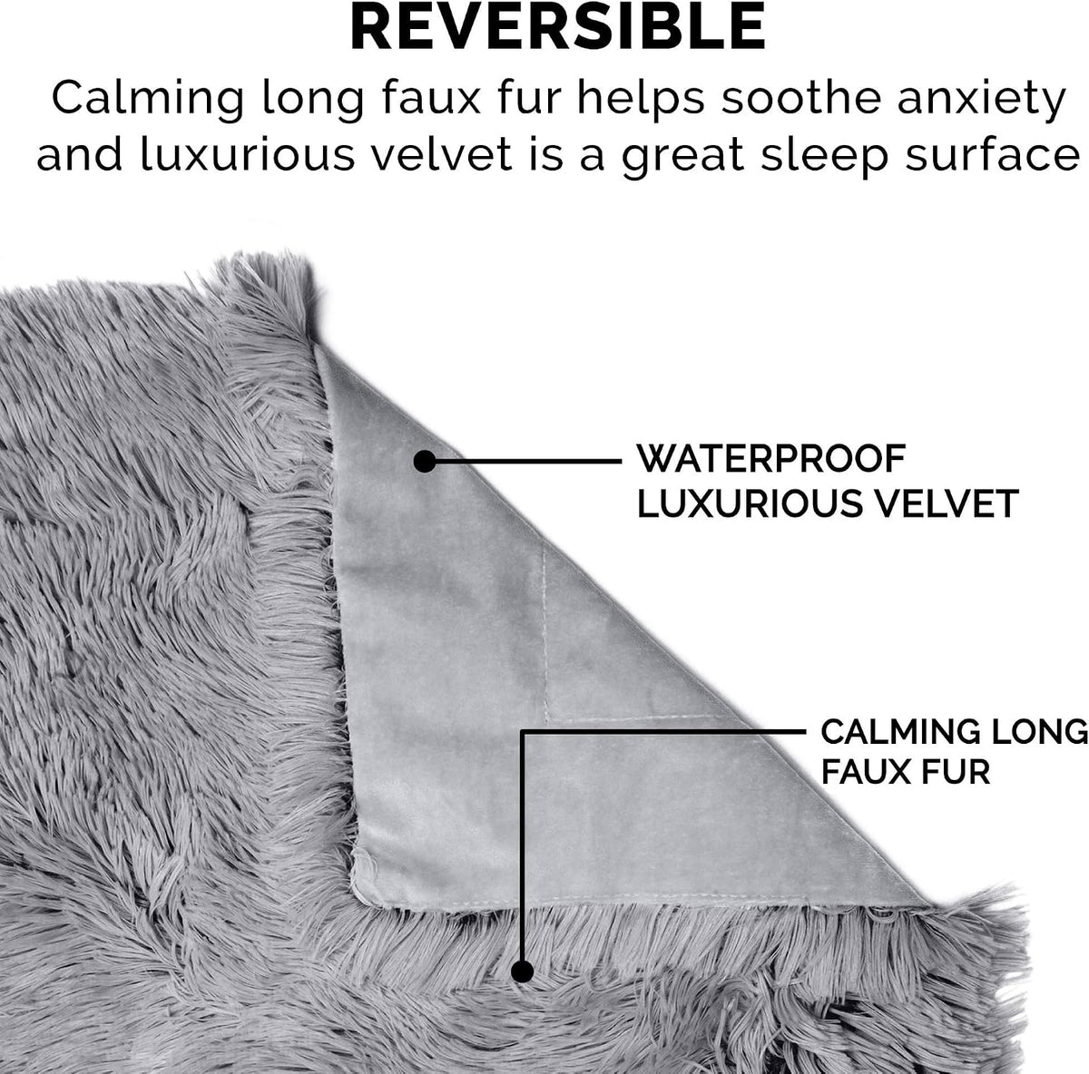 Furhaven Waterproof Throw Blanket for Dogs & Indoor Cats, Reversible Protective Pet Blanket, Small, Long Faux Fur & Velvet, Gray