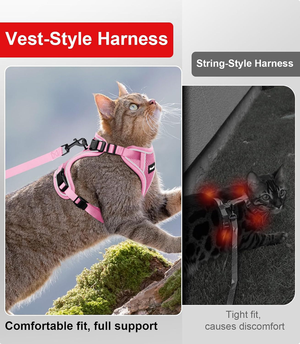 Cat Harness and Leash for Walking Escape Proof Soft Adjustable Cat Leash