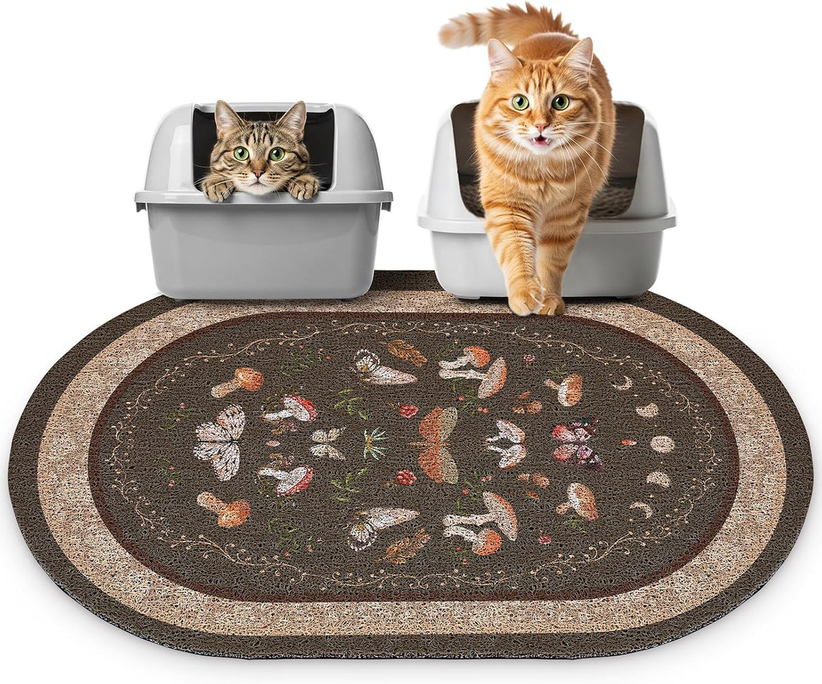 Bienbee Cat Litter Mat, 33" x 22" Dense Trapping Mesh for Litter Boxes | Litter Box Mat with PVC Mesh, Waterproof &Urineproof, Non-Slip Grip, Soft On Kitty Paws and Easy to Clean to Protect Floor