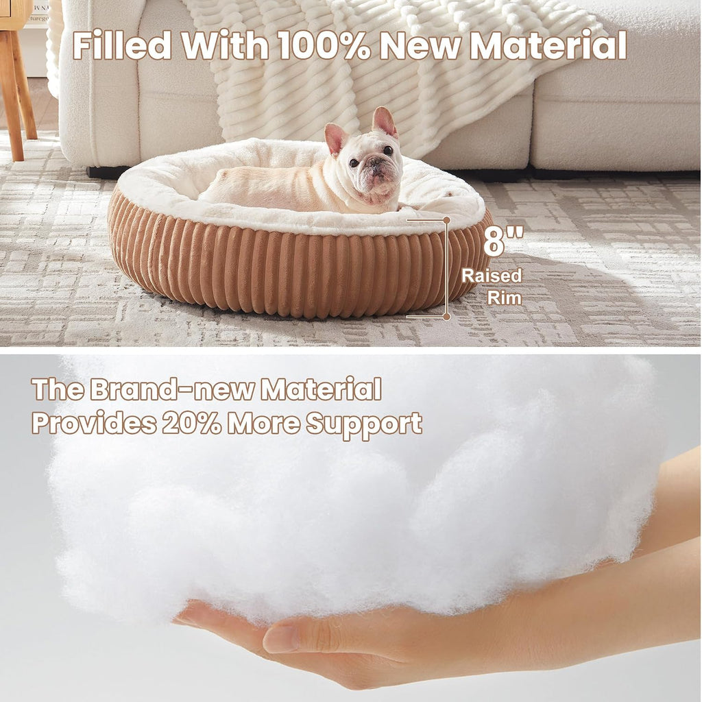 30 inches Calming Donut Dog Bed for Medium Dogs,Mocha