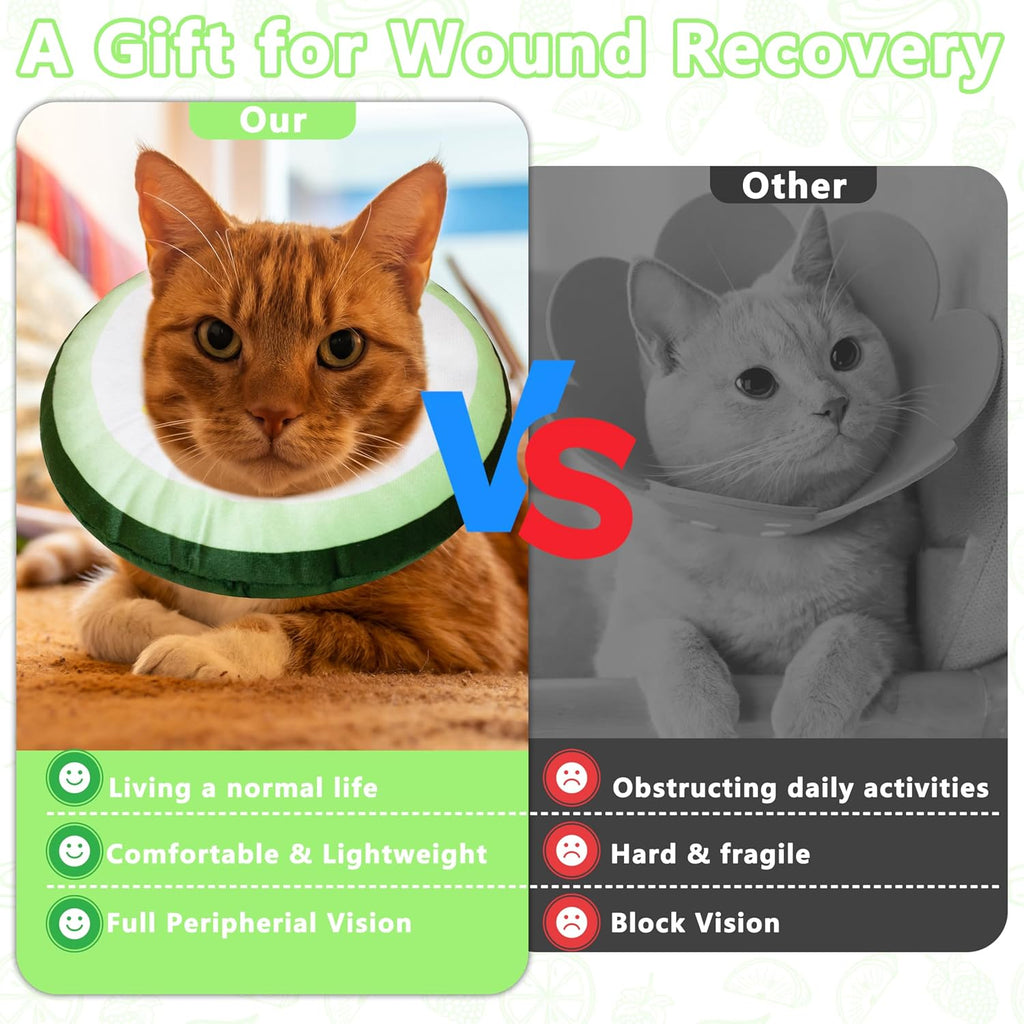 Cat Cone Collar Soft, Adjustable Cat Recovery Cone (Cucumber, S)