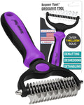 Maxpower Planet Pet Grooming Brush - Double Sided, Extra Wide for Dogs and Cats - Dematting Undercoat Rake, Reduces Shedding by 95%, Purple