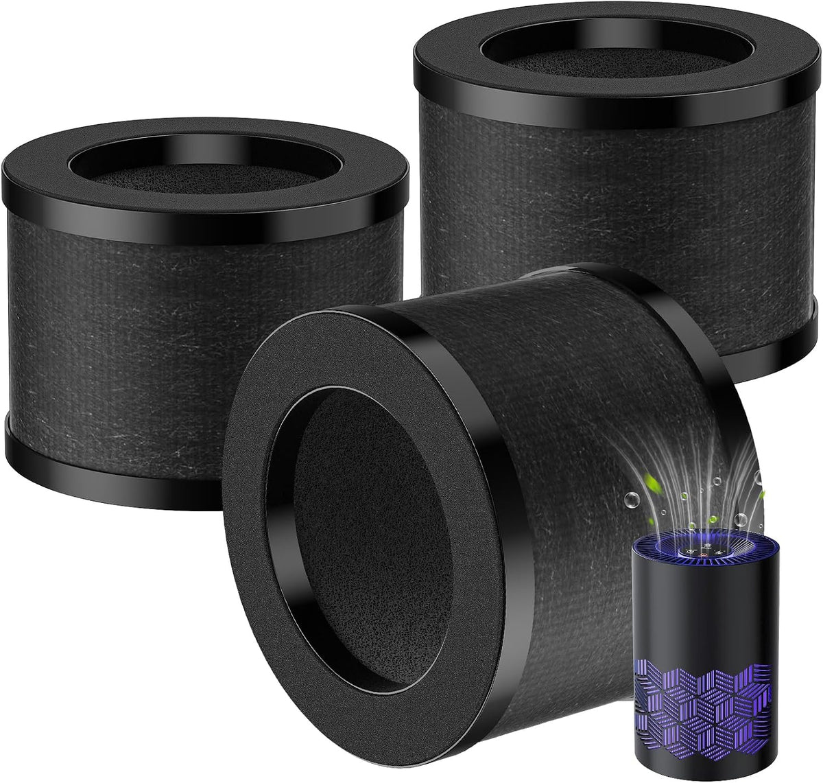3 Pack KN6391 Replacement Filter for FreAire & VOOPNU Air Purifier, Black