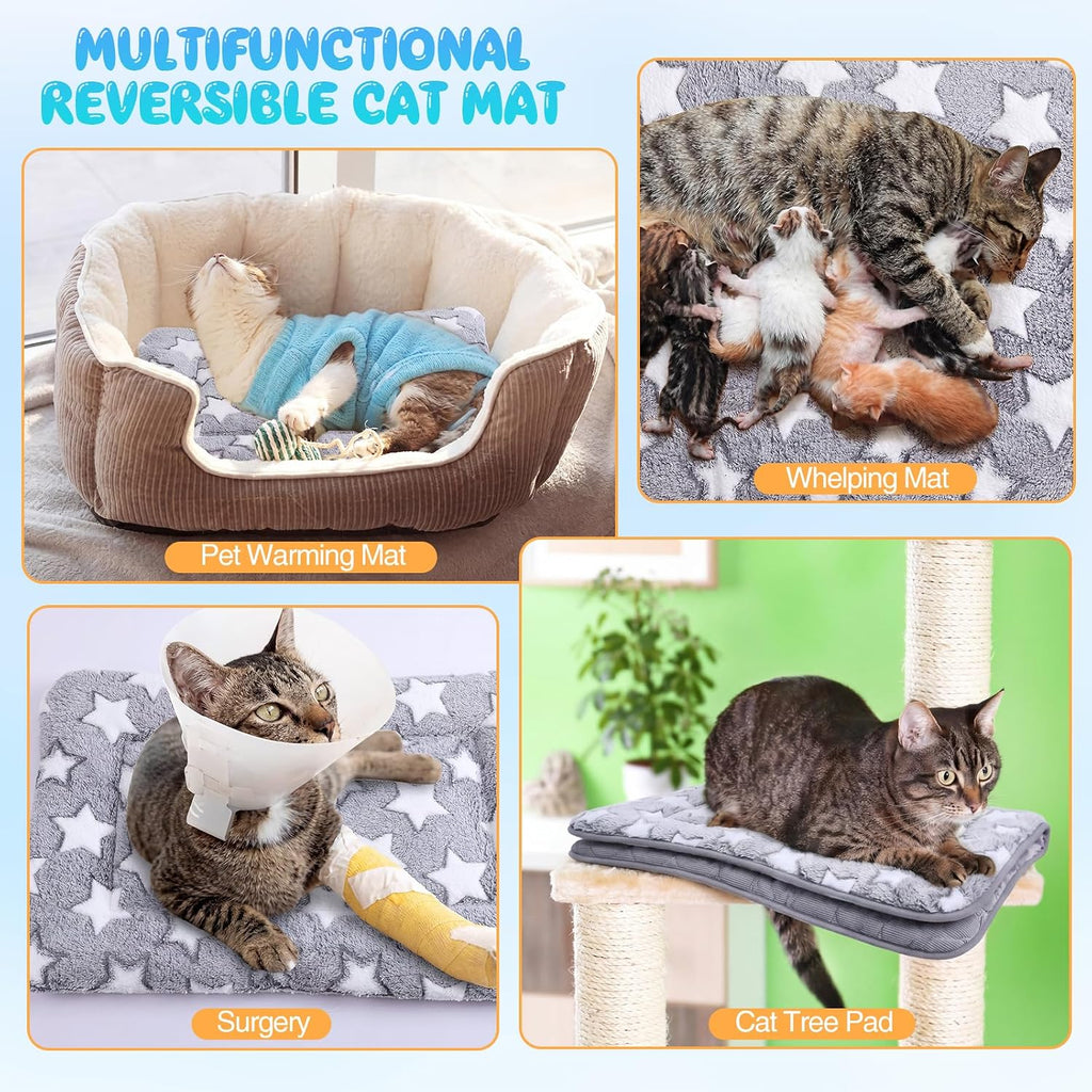 VitalCozy 2 Pcs 18" X 24" Self Warming Cat Pet Mat, Star, Gray