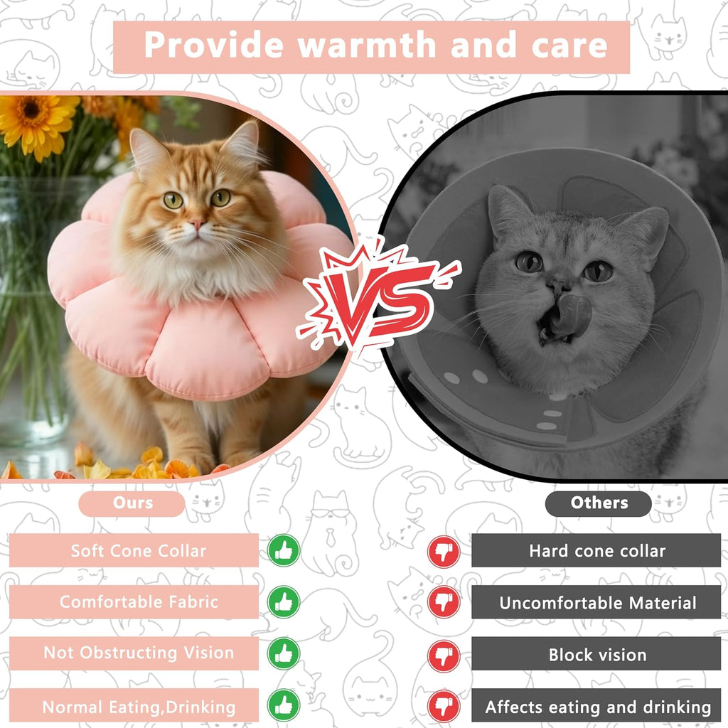 Soft Cat Cone Collar After Surgery,Cat Recovery Collar,Pink, Medium