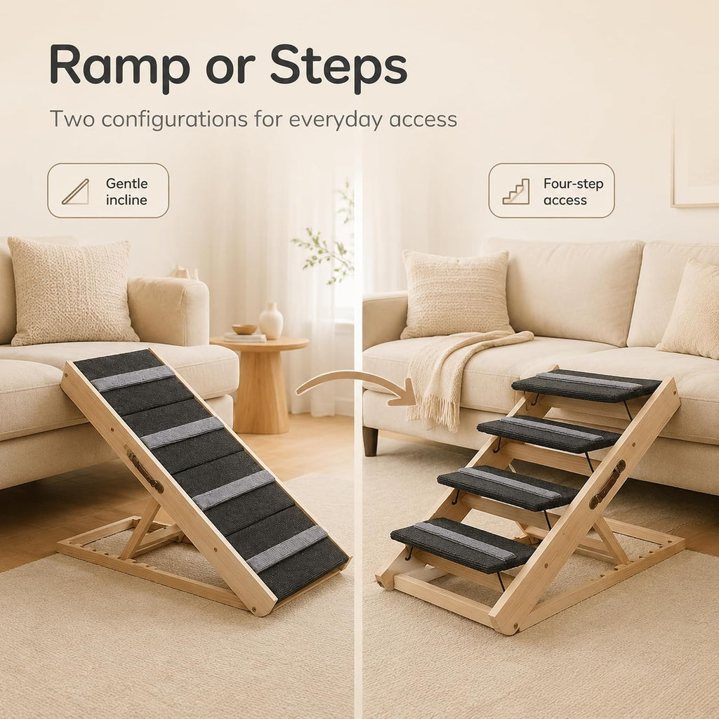 Upgrade 2-in-1 Pet Ramp Dog Stair,Folding Pet Stairs,Portable Dog Ramp for Small&Large Old Animals with Non-Slip Surface,Dog Ramp for Bed,Couch and Car,11.8" to 23.6" Height Adjustable(40×17.7)